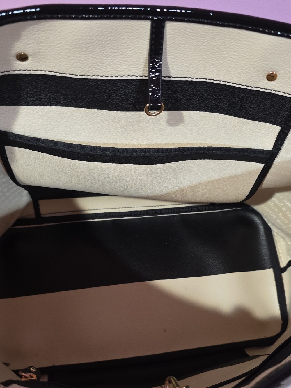 Kate Spade Black and White Striped Tote Bag - Picture 15 of 16